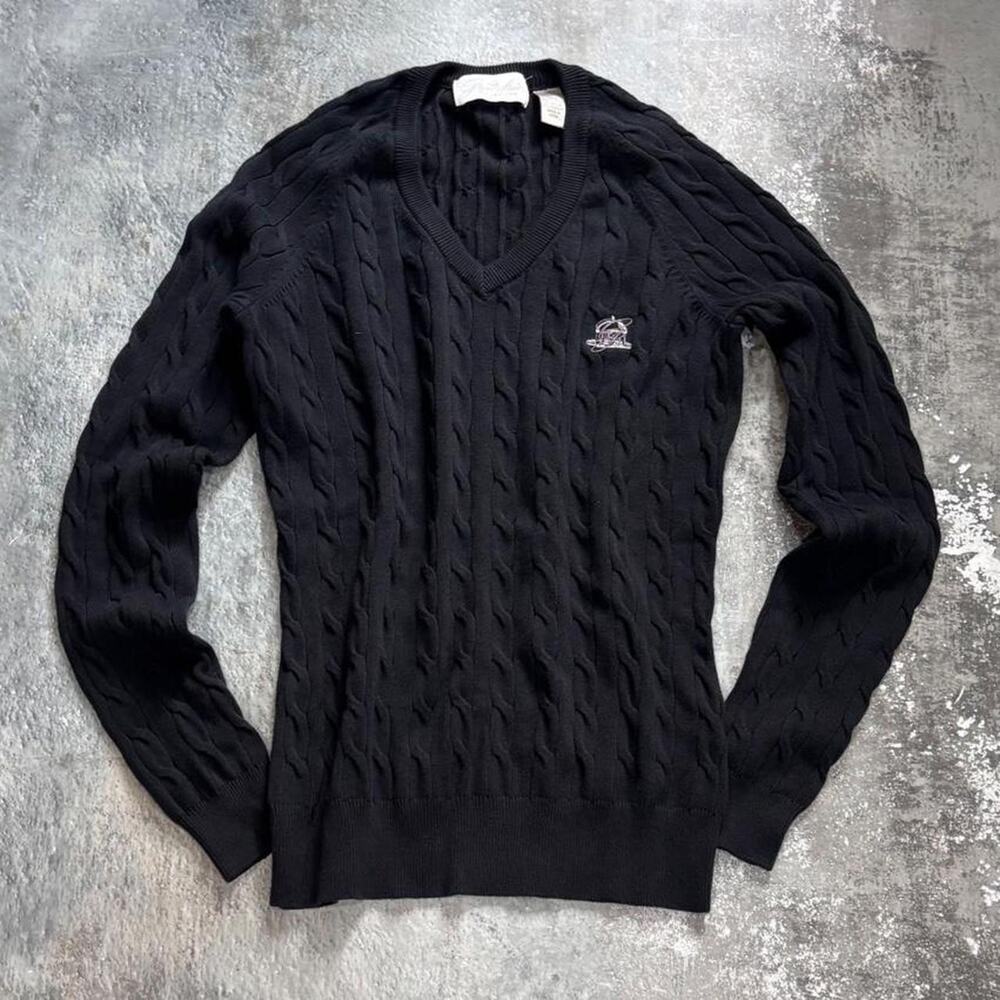 Vintage Black Cable Knit Sweater The Greenbrier Collection. Size Small